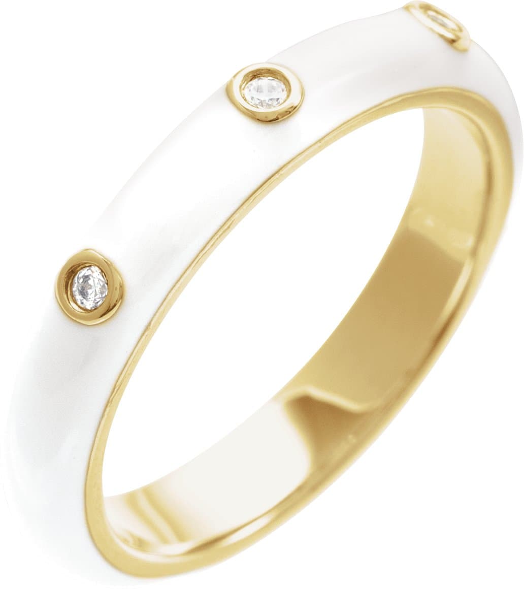 14K Rose .05 CTW Natural Diamond & Black Enamel Ring