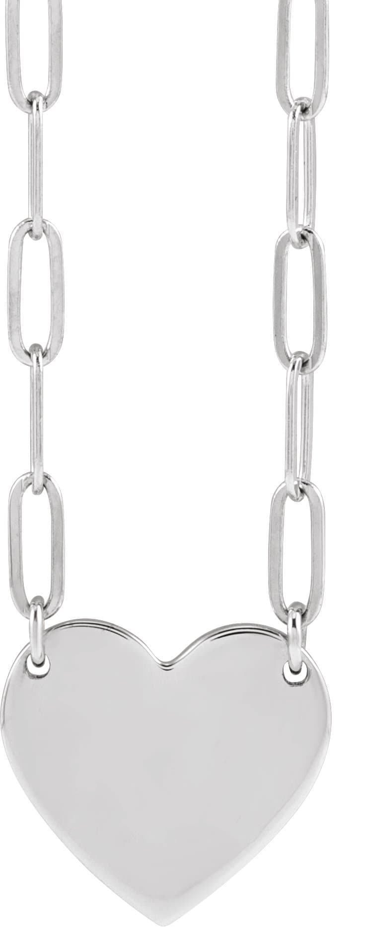 14K White Engravable Heart 18 Necklace