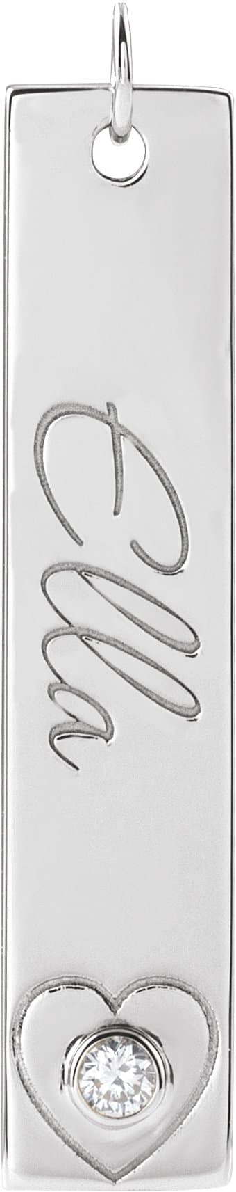 14K Yellow .03 CT Natural Diamond Engravable Heart Pendant