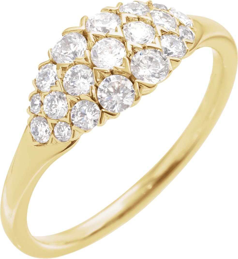 14K Rose 1/2 CTW Natural Diamond Cluster Ring