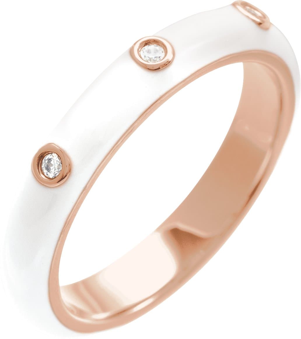 14K Rose .05 CTW Natural Diamond & Black Enamel Ring