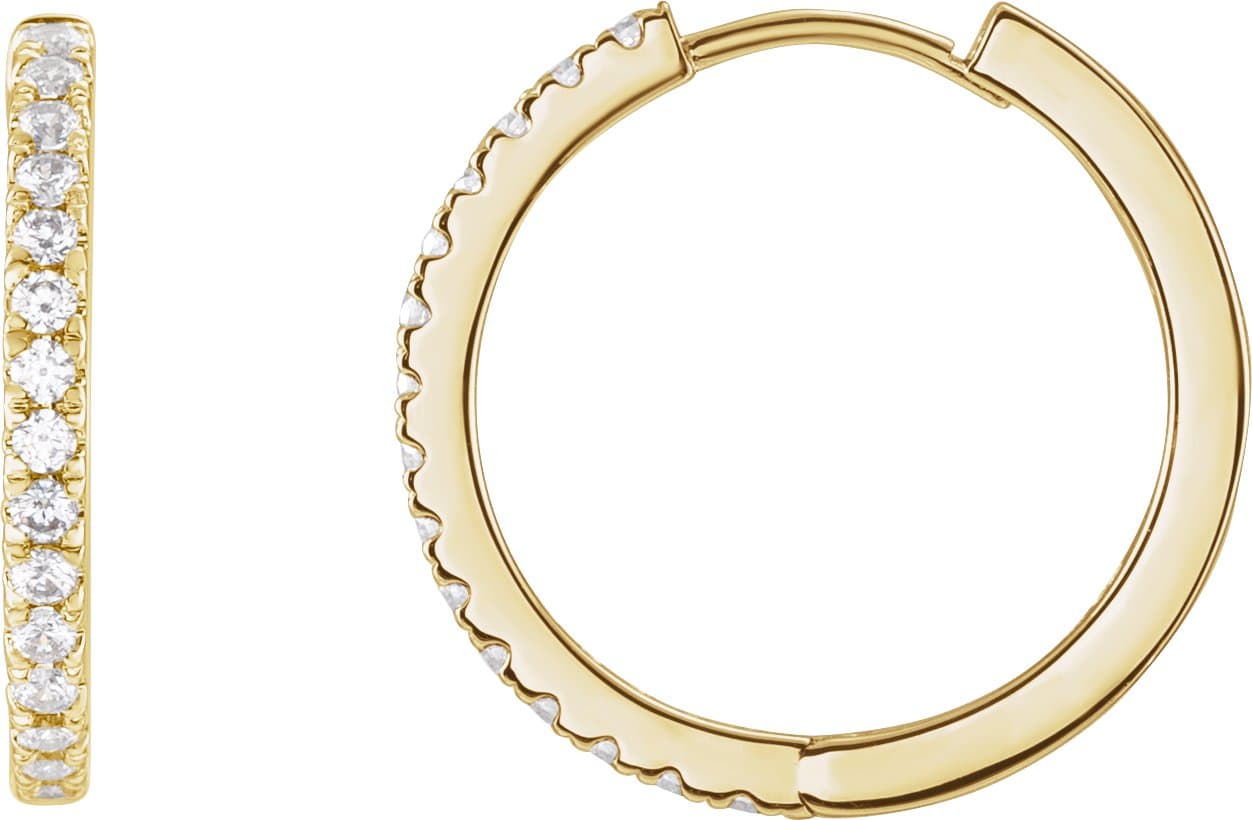 14K White Gold 1/4 CTW Lab-Grown Diamond 14 mm Hoop Earrings