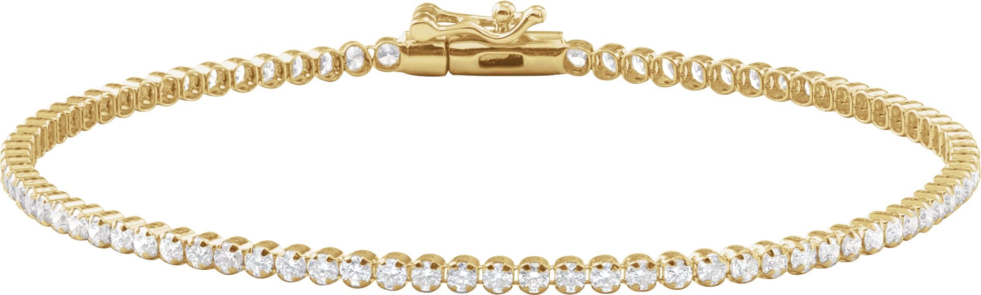 14K Yellow Gold 1 5/8 CTW Natural Diamond Lightweight Line 7" Bracelet