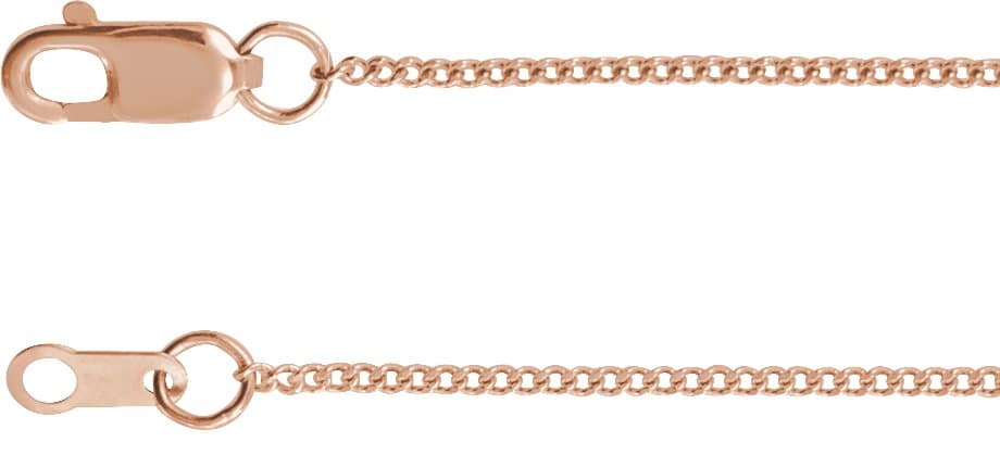 14K Rose 1 mm Diamond-Cut Curb 16 Chain