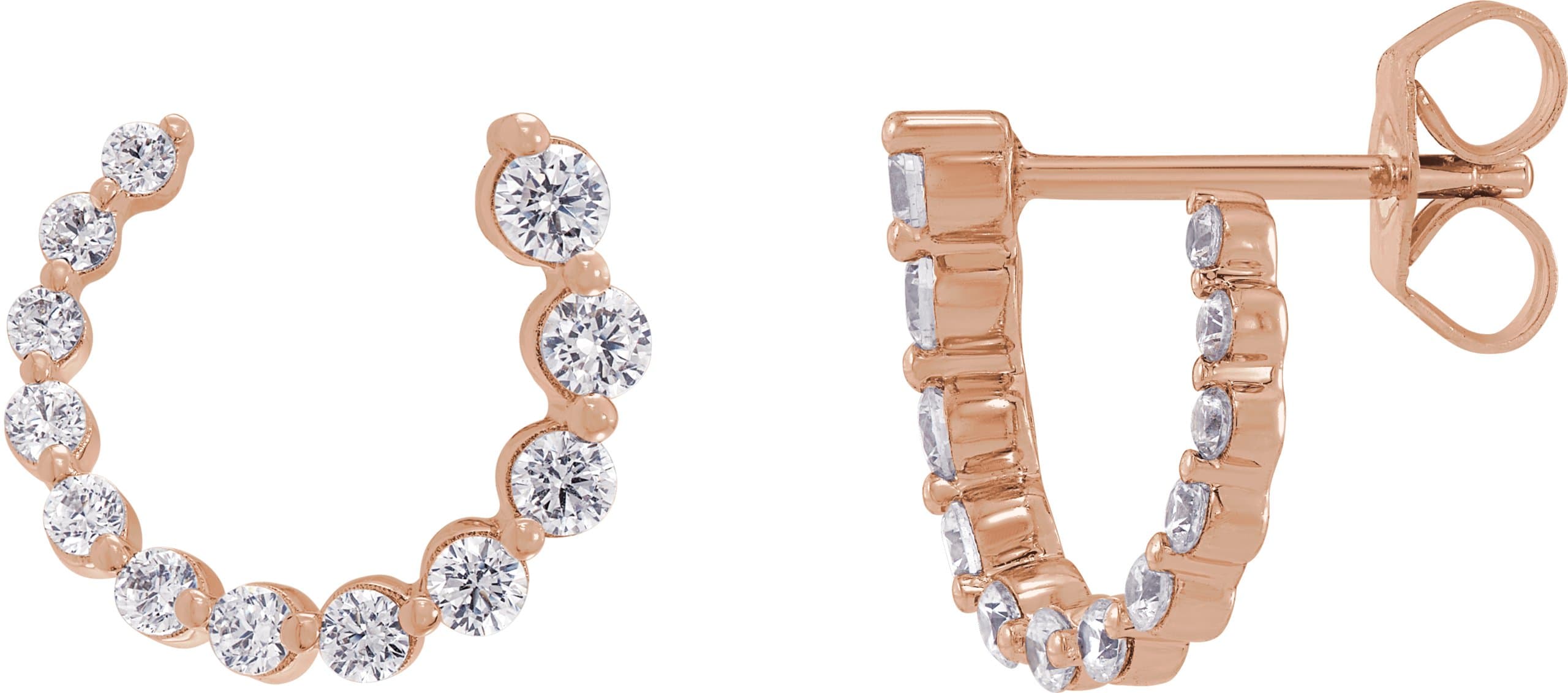 14K Rose 1/2 CTW Lab-Grown Diamond Front-Back Earrings