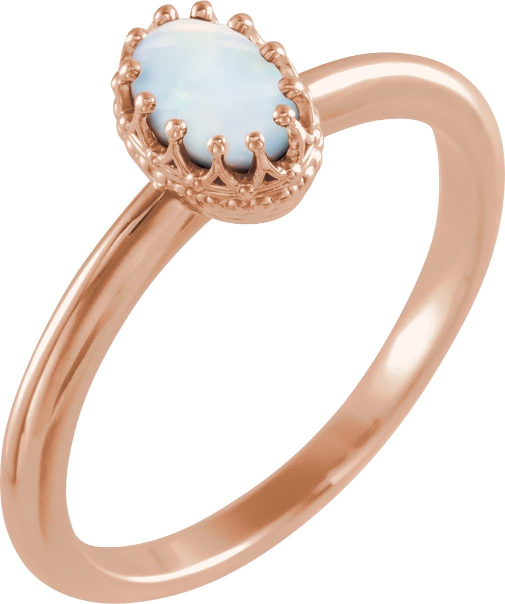 14K Rose Natural Pink Tourmaline Crown Ring