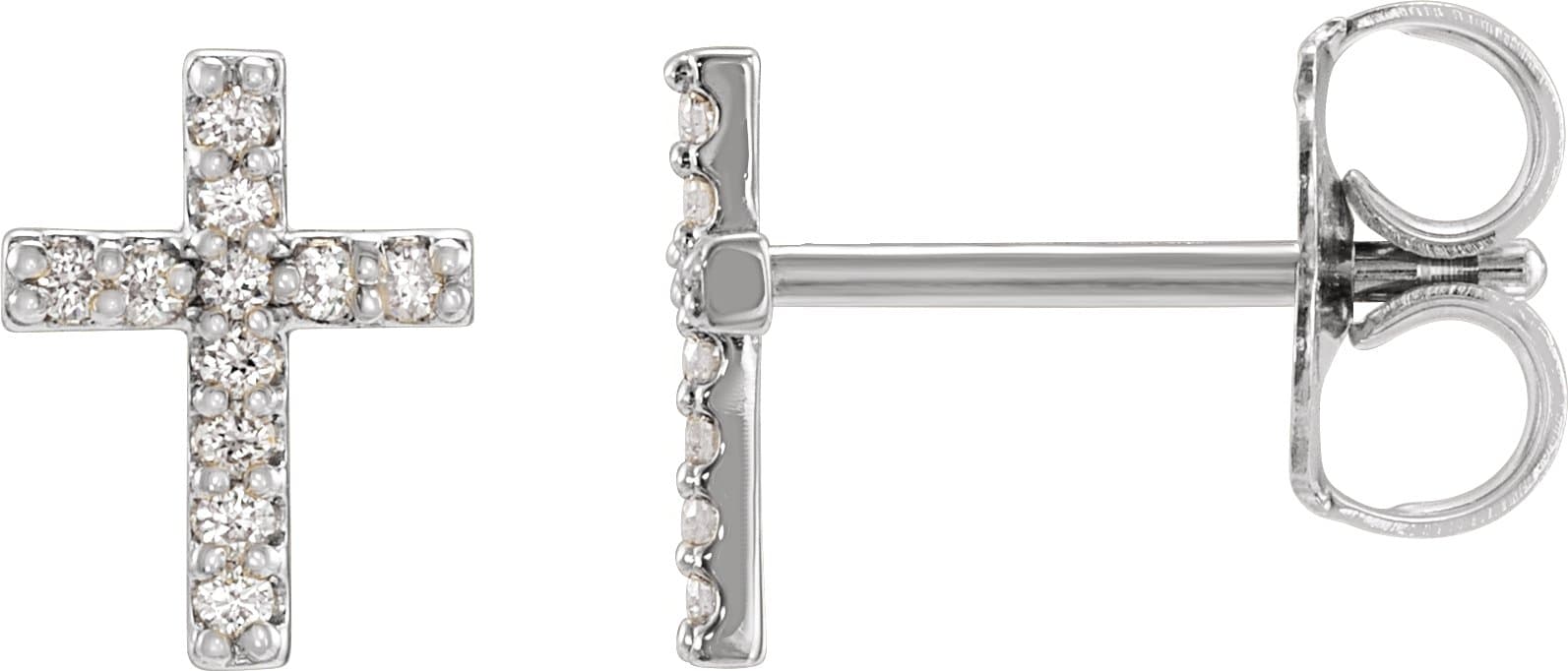 14K Rose .05 CTW Natural Diamond Cross Earrings