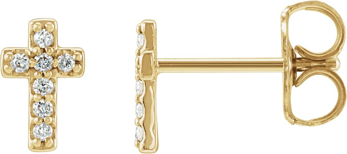 14K Rose .025 CTW Natural Diamond Cross Single Earring