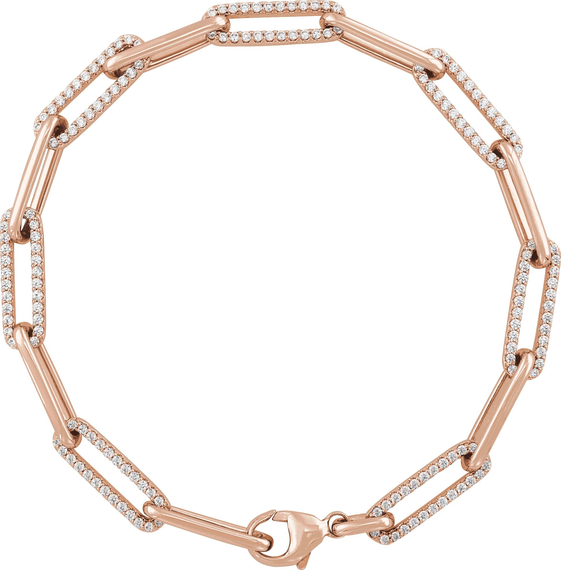 14K Rose 1 CTW Natural Diamond Link 7" Bracelet