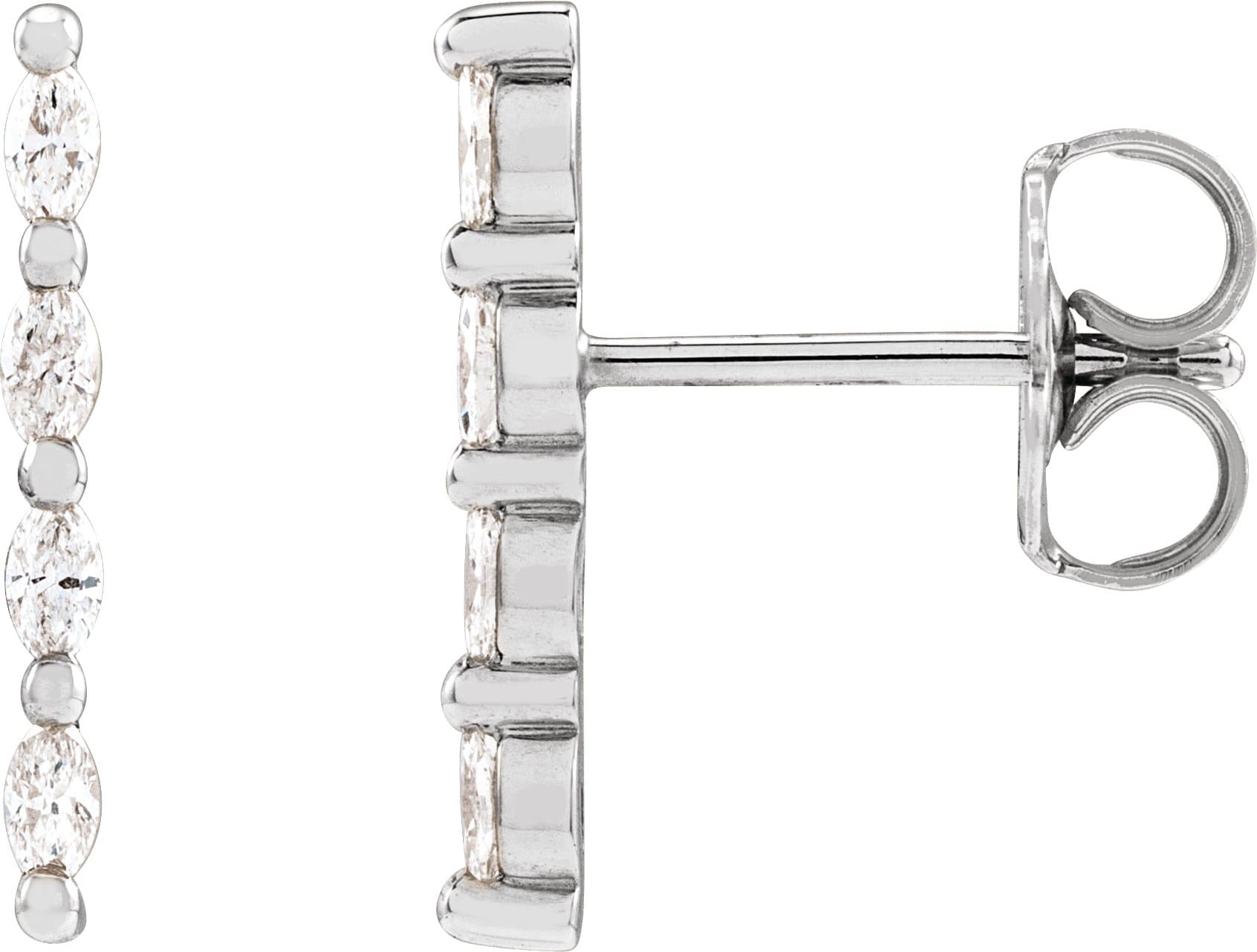 14K Rose 1/6 CTW Natural Diamond Bar Earring