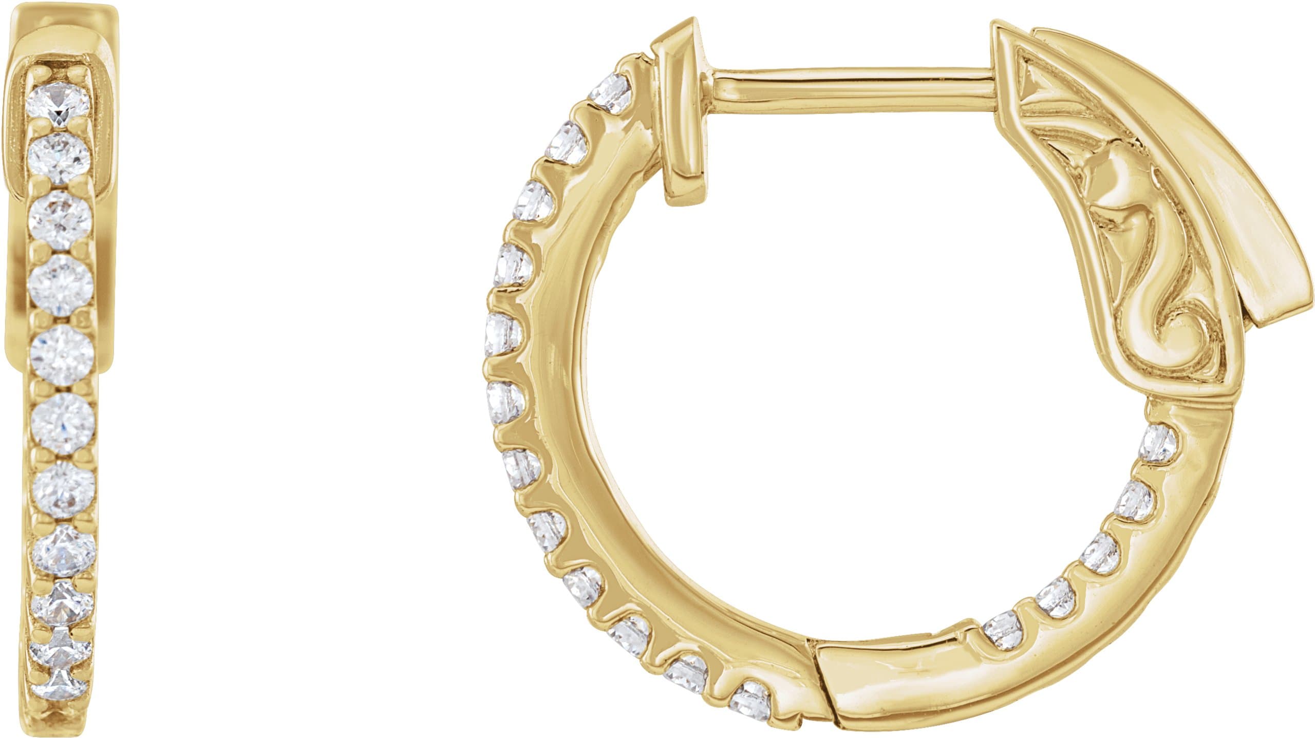 14K Rose 1 CTW Lab-Grown Diamond Inside-Outside 26.5 mm Hinged Hoop Earrings