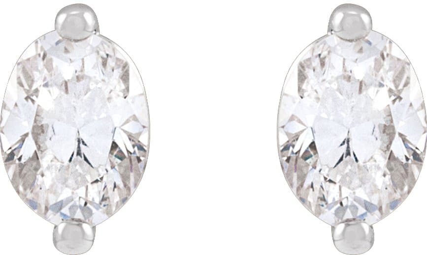 Oval 2-Prong Stud Earrings view 2