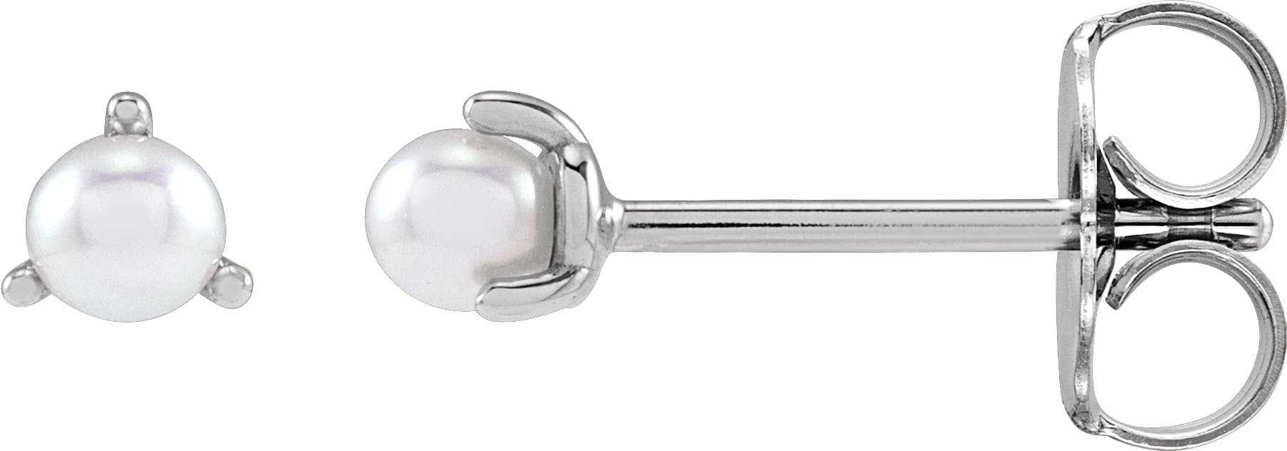 14K Rose 3 mm Cultured White Seed Pearl Earrings