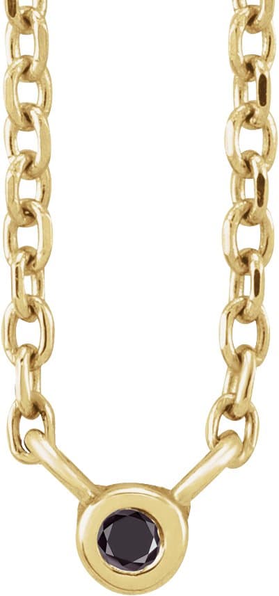 14K Rose .03 CT Natural Black Diamond 16-18 Necklace