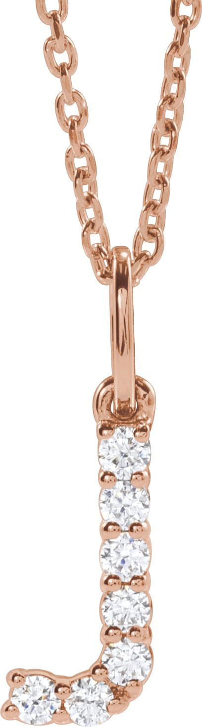 14K Rose 1/3 CTW Lab-Grown Diamond Initial M 16-18 Necklace
