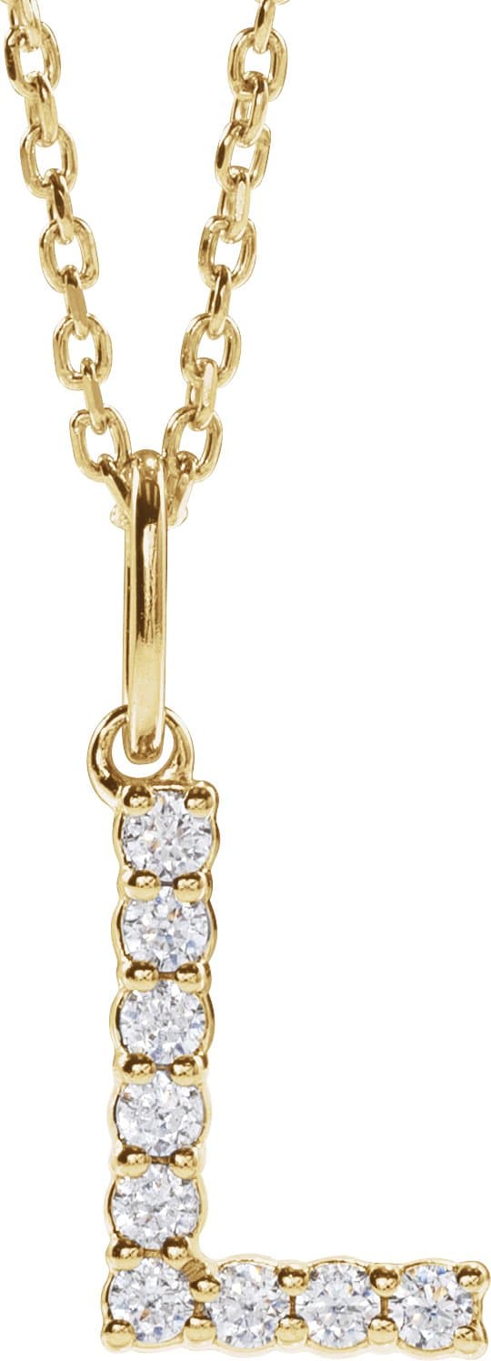 14K Rose Gold 1/3 CTW Lab-Grown Diamond Initial M 16-18" Necklace 