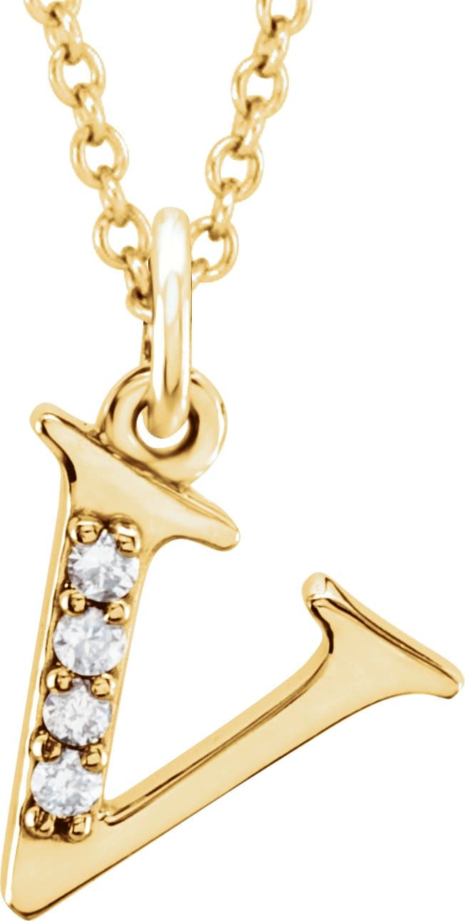14K Rose .02 CTW Natural Diamond Lowercase Initial I 16 Necklace
