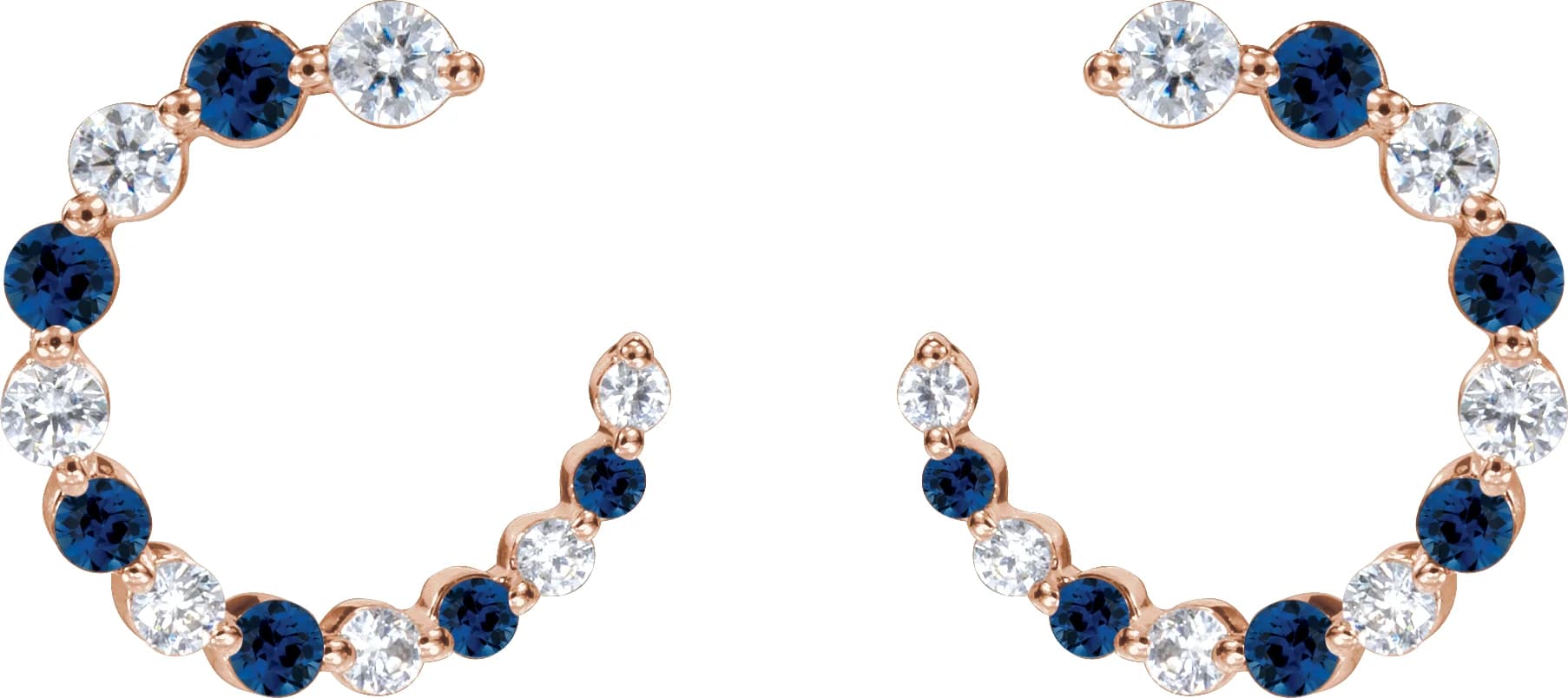 Accented Front-Back Hoop Earrings, view 3