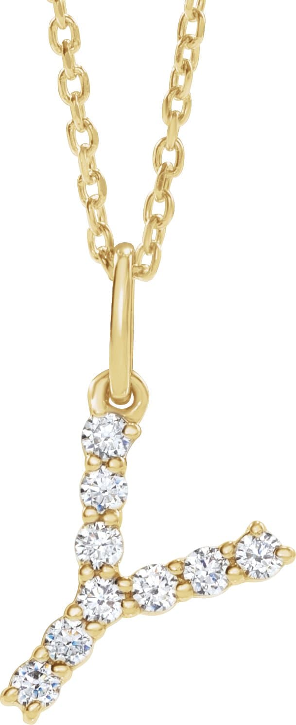 14K Rose 1/3 CTW Lab-Grown Diamond Initial M 16-18 Necklace