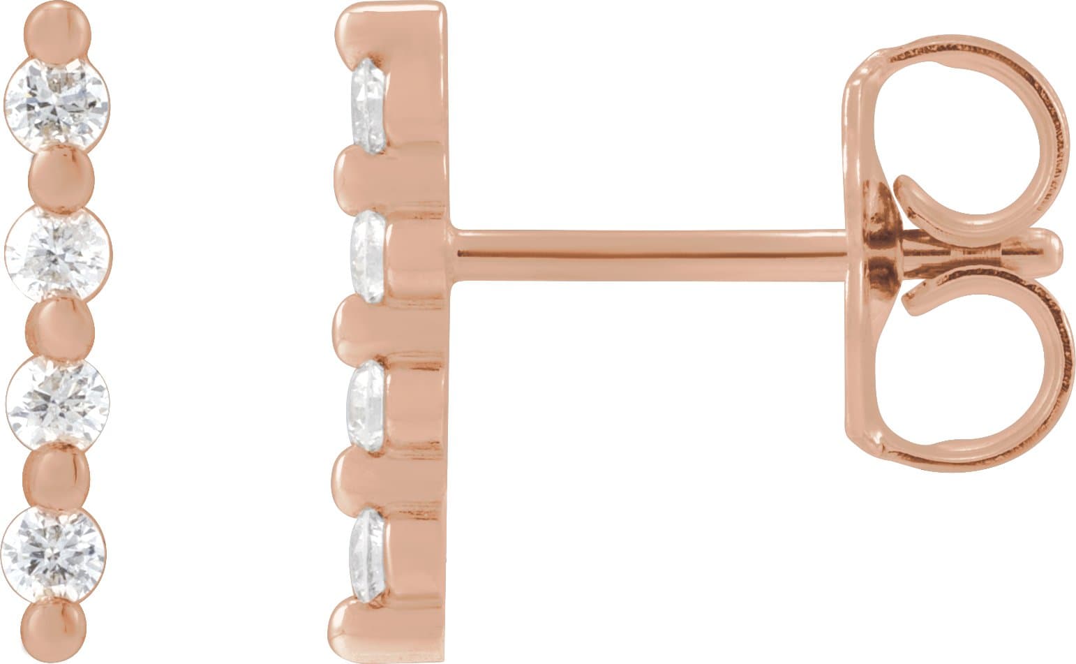 14K Rose 1/10 CTW Natural Diamond Bar Earrings