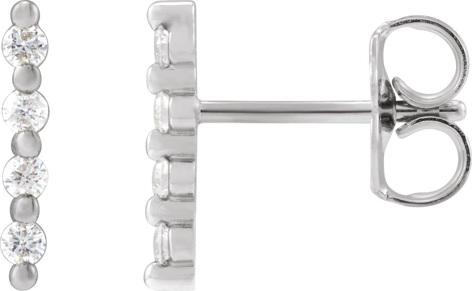 14K Rose 1/10 CTW Natural Diamond Bar Earrings