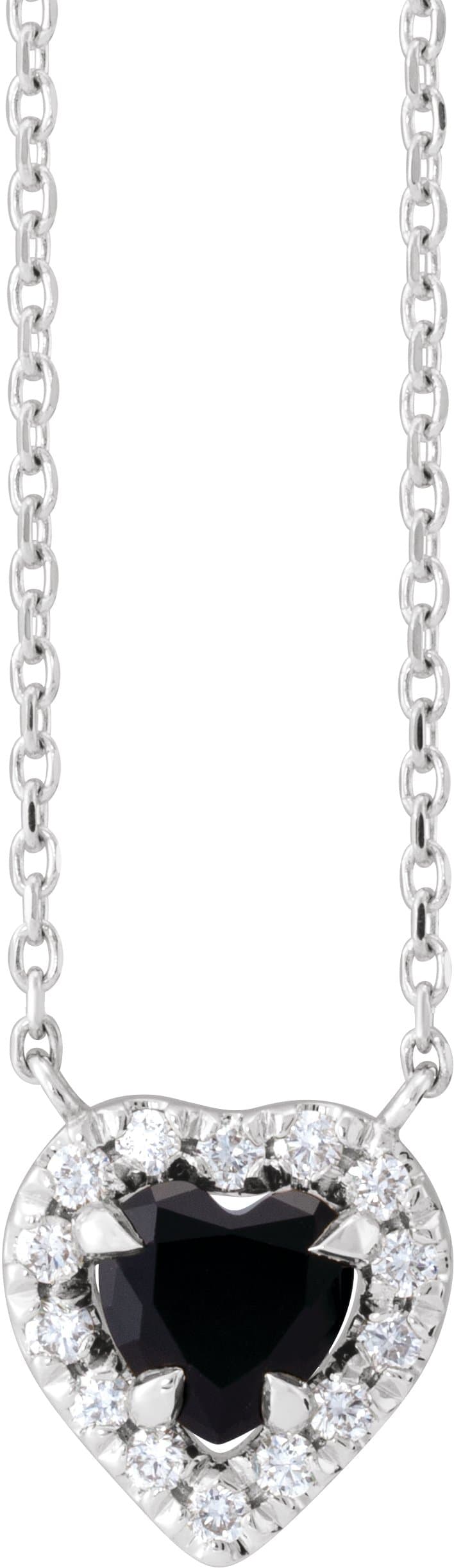 14K Rose Natural Black Onyx & 1/8 CTW Natural Diamond French-Set Halo-Style 18 Necklace