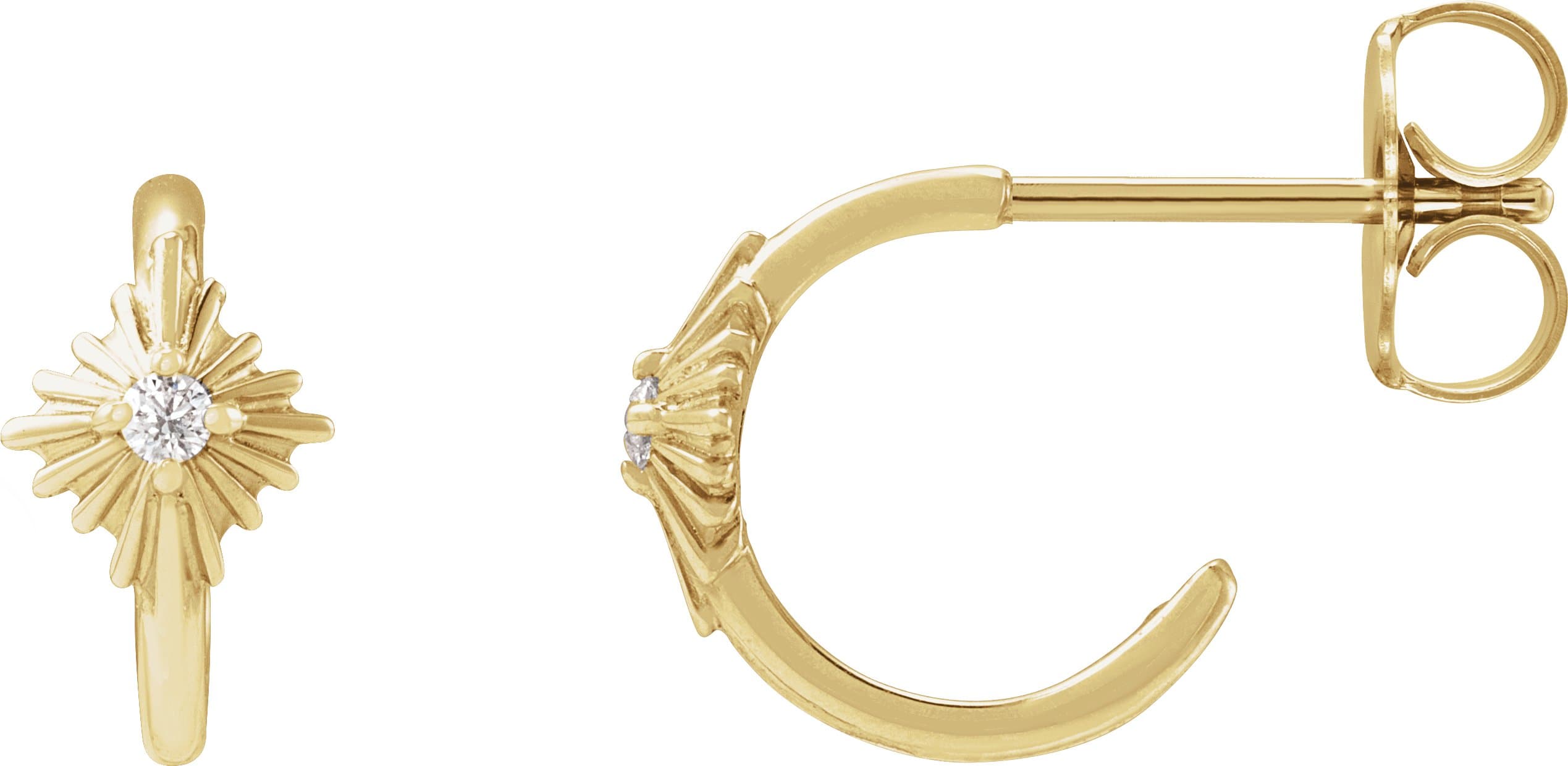 14K Rose .03 CTW Natural Diamond 10 mm Star Hoop Earrings