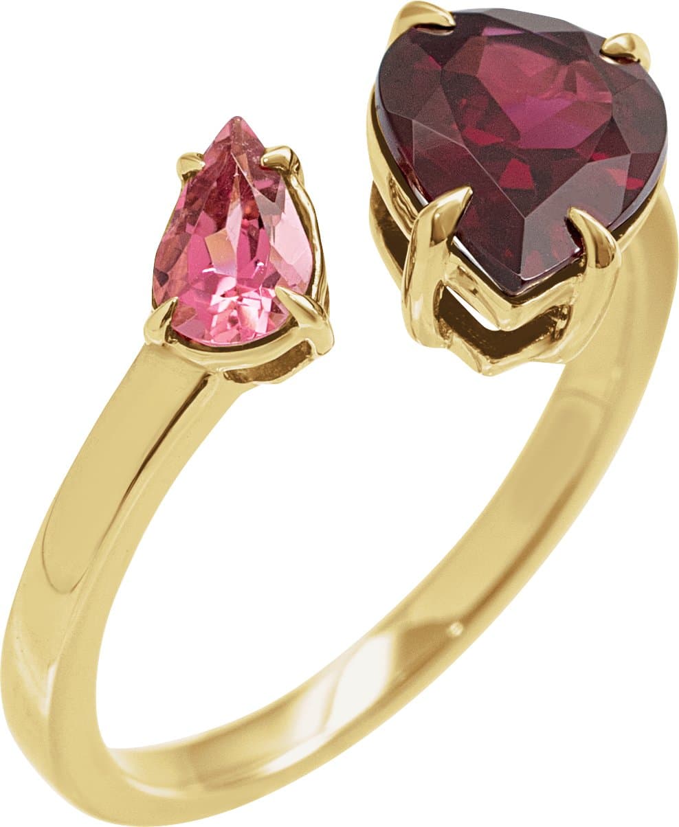 14K Rose Natural London Blue Topaz & Natural Sky Blue Topaz Ring