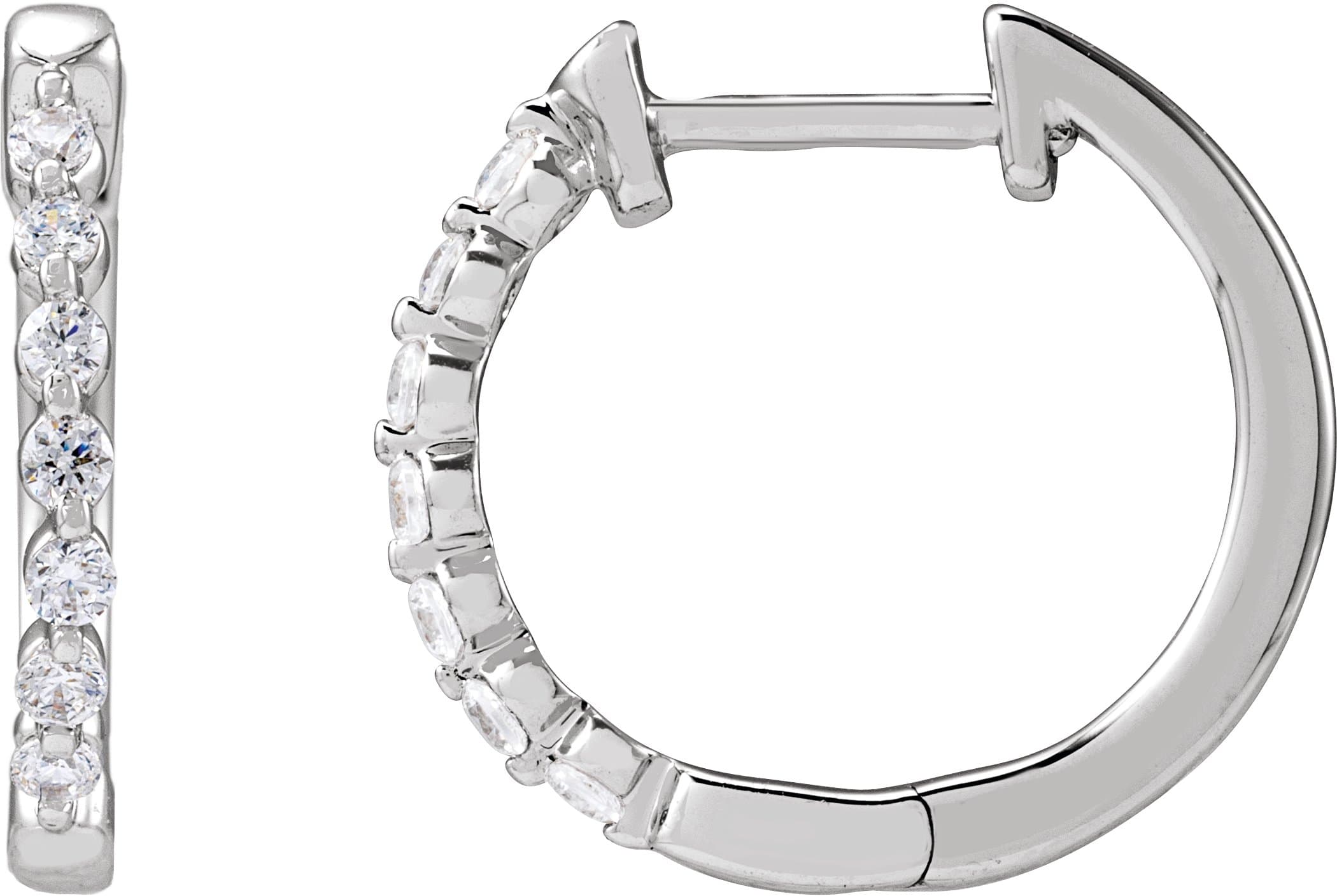 14K Rose 1 CTW Lab-Grown Diamond Hoop Earrings