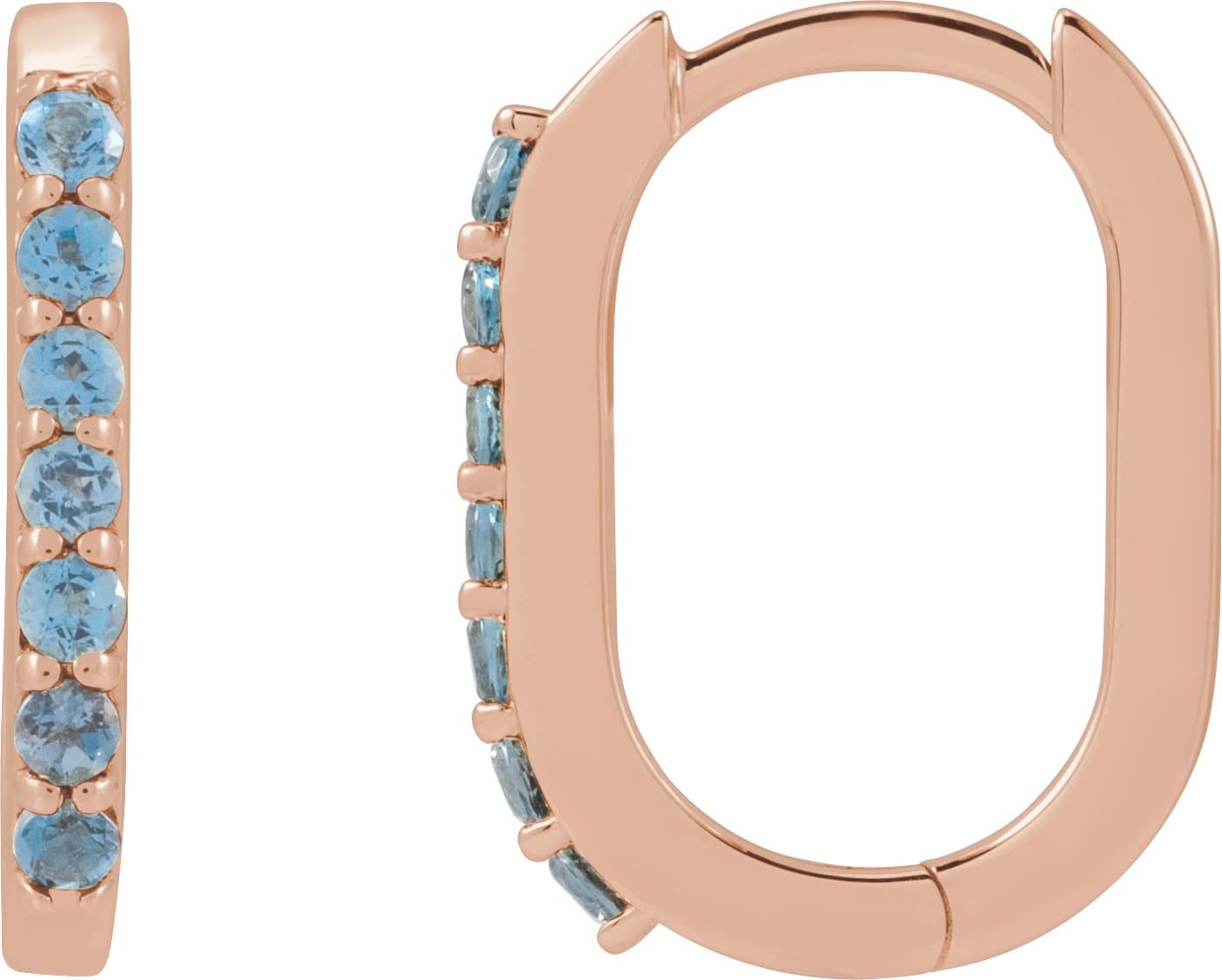 14K Rose Natural London Blue Topaz 14 mm Hoop Earrings