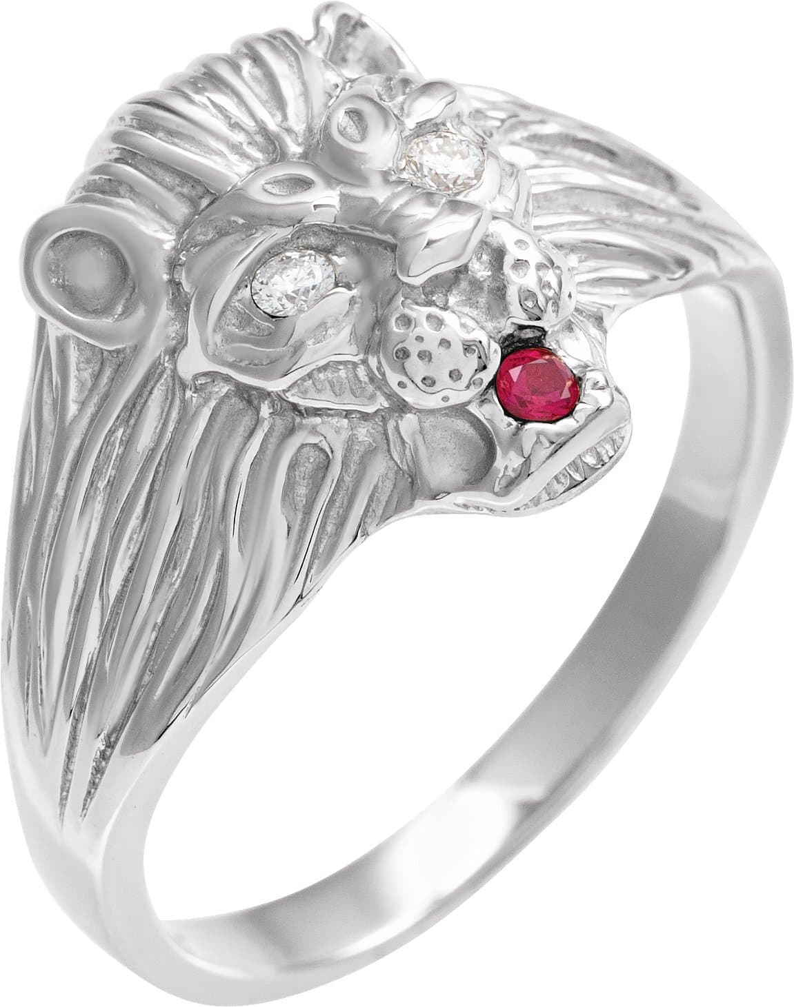 14K Rose .06 CTW Natural Diamond & Natural Ruby Lion Head Ring