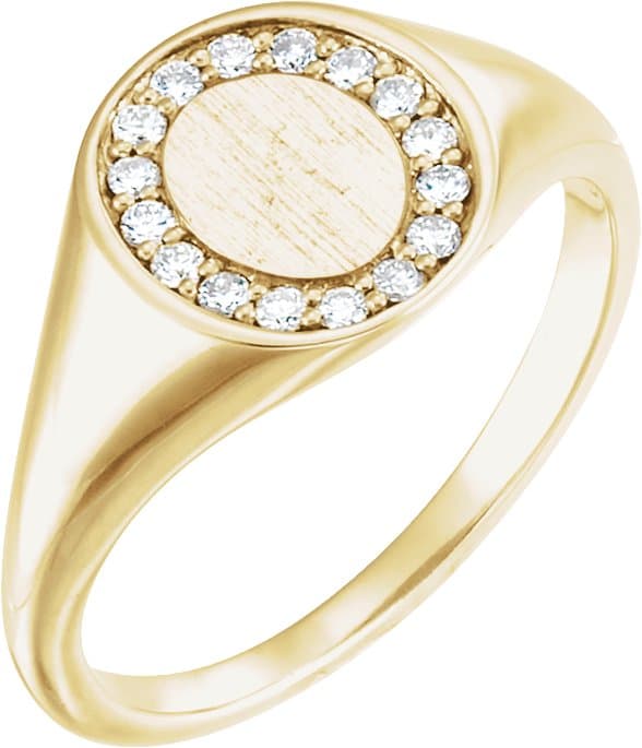 14K Rose 1/6 CTW Natural Diamond Halo-Style Signet Ring
