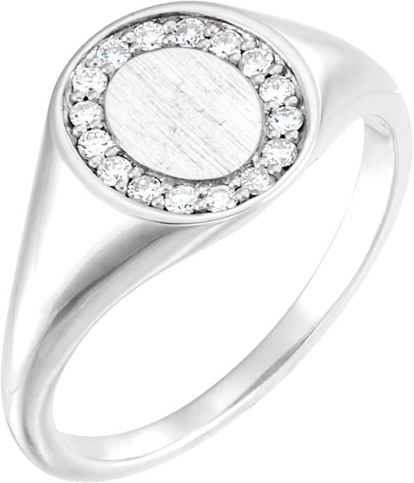 14K Rose 1/6 CTW Natural Diamond Halo-Style Signet Ring