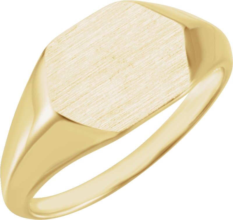 14K Rose 12x10 mm Geometric Signet Ring
