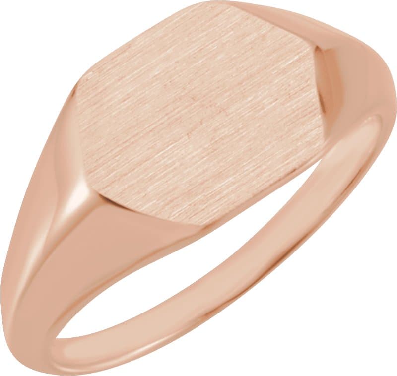 14K Rose 12x10 mm Geometric Signet Ring
