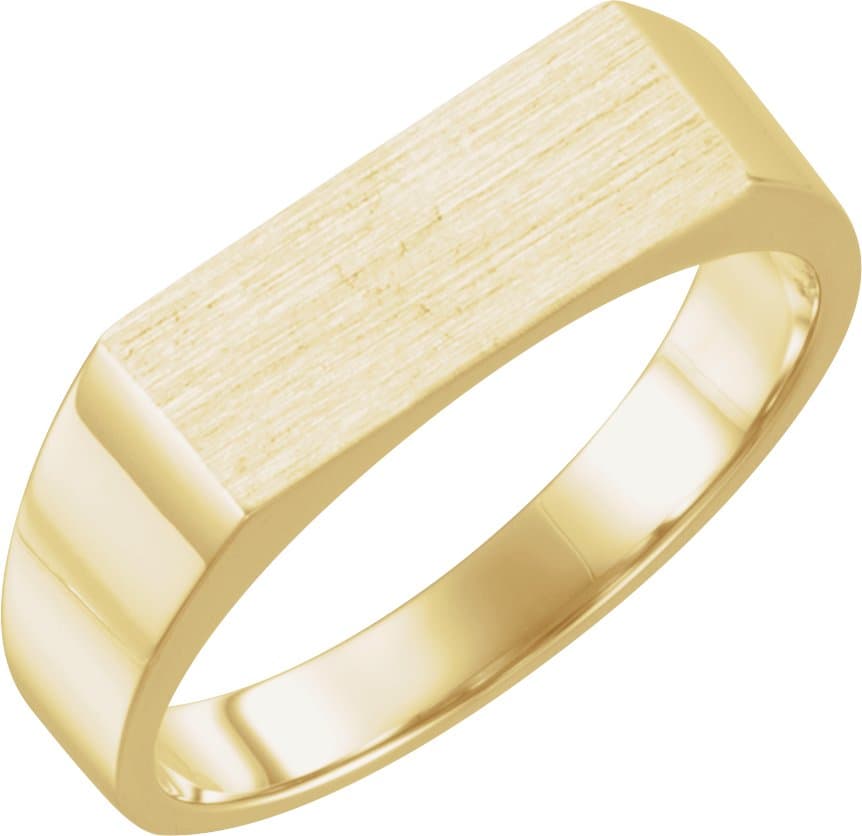 10K White Rectangle Signet Ring