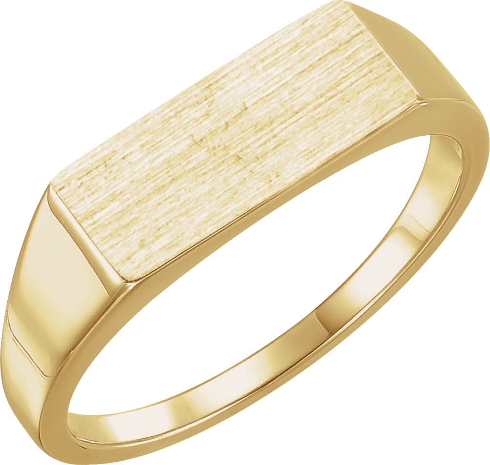14K White 15x7 mm Rectangle Signet Ring