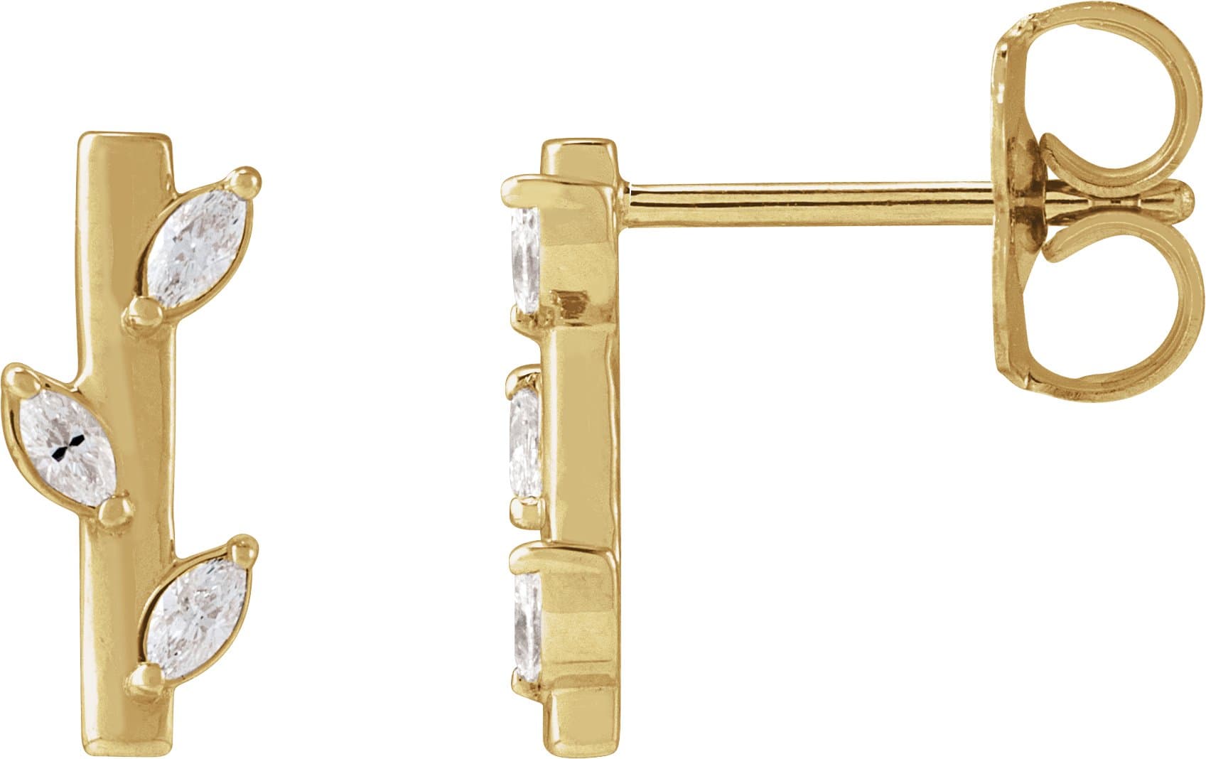 14K Rose 1/10 CTW Natural Diamond Floral Bar Earrings