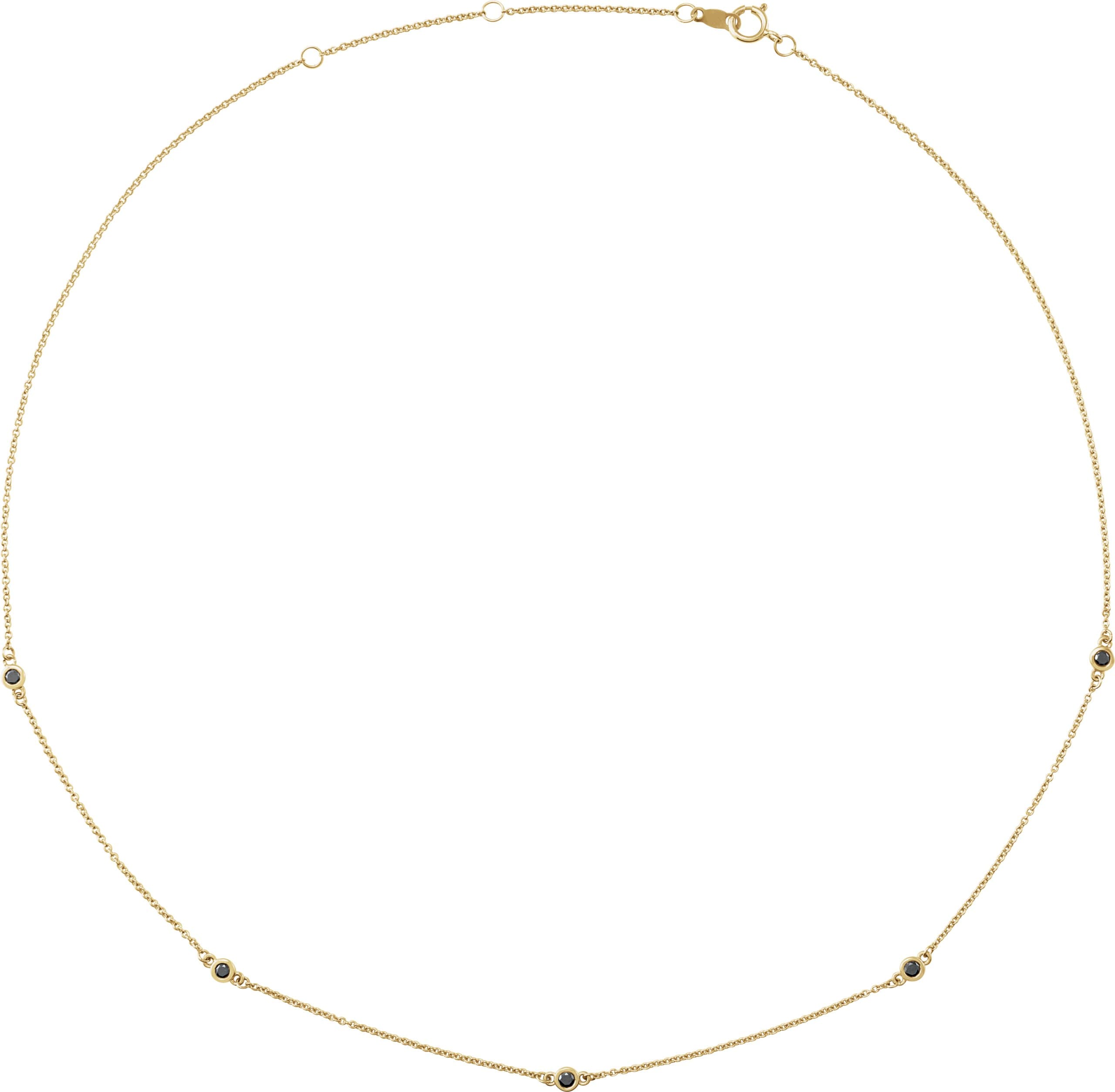 14K Rose 1/4 CTW Natural Black Diamond 5-Station 16-18 Necklace