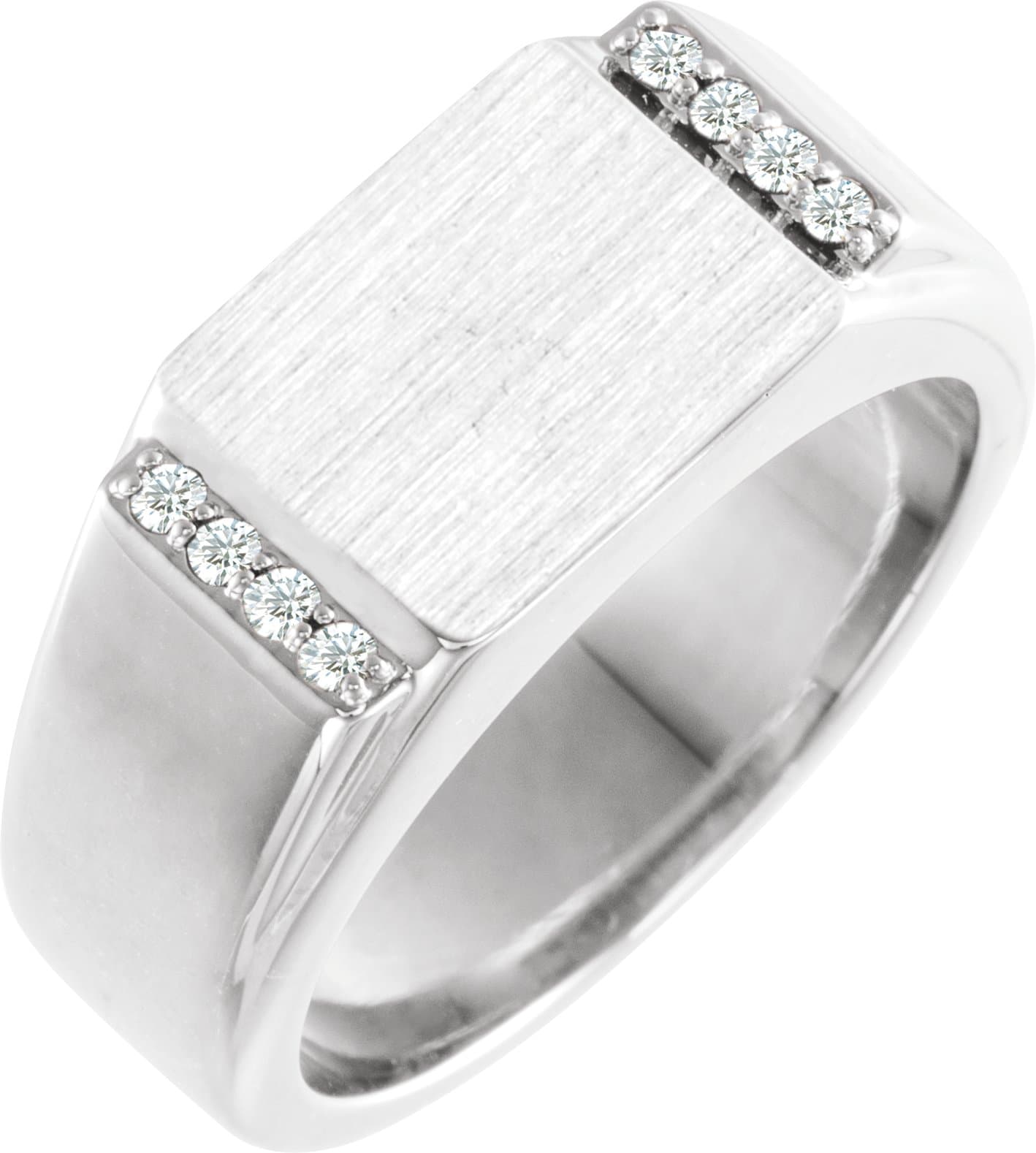 10K Rose 1/10 CTW Natural Diamond Signet Ring