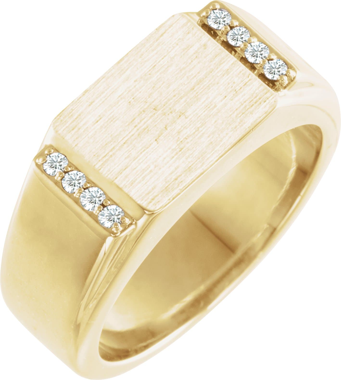 10K Rose 1/10 CTW Natural Diamond Signet Ring