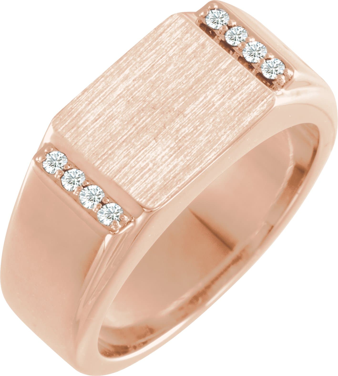 10K Rose 1/10 CTW Natural Diamond Signet Ring