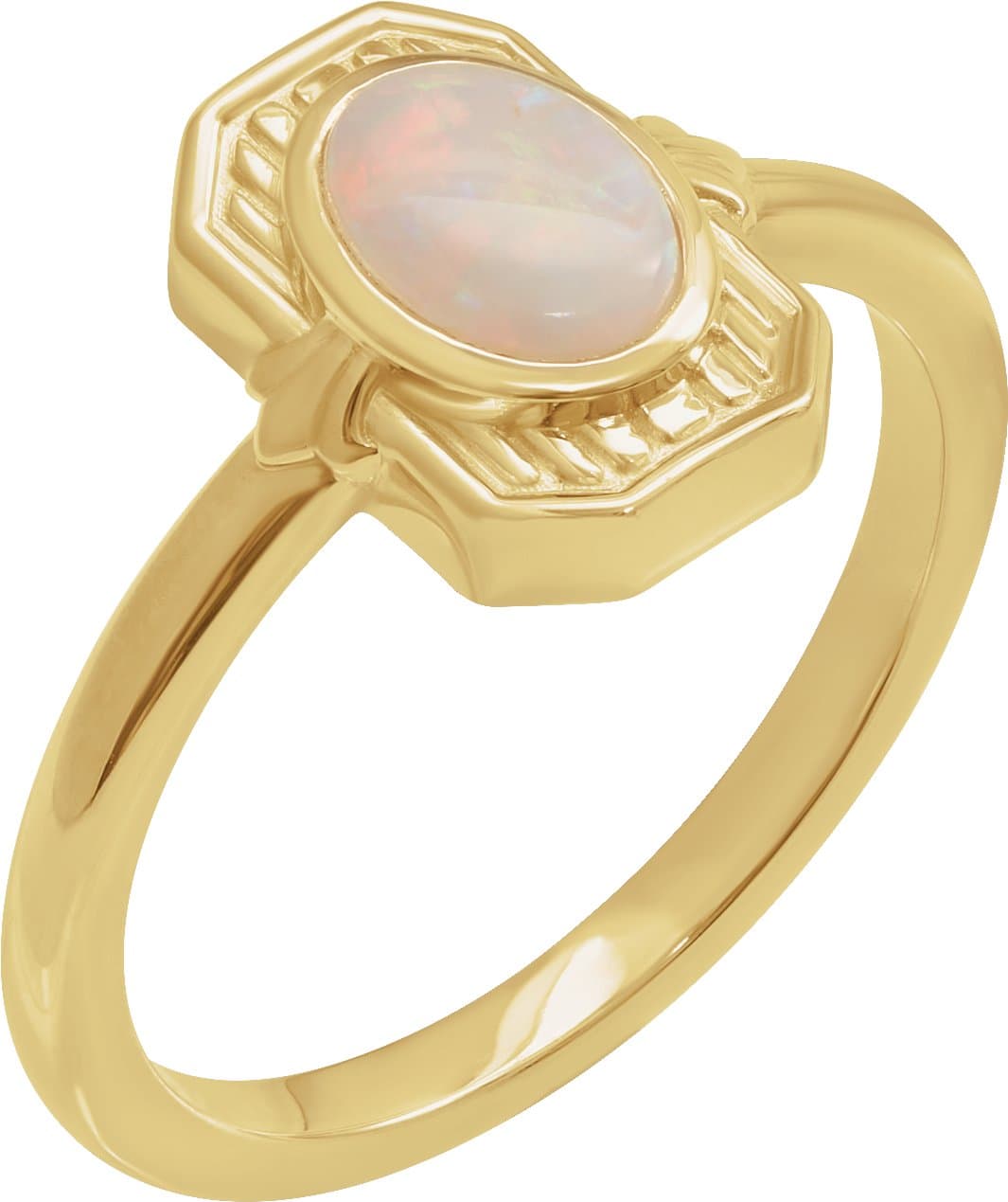 14K Rose Natural Chrysoprase Cabochon Ring