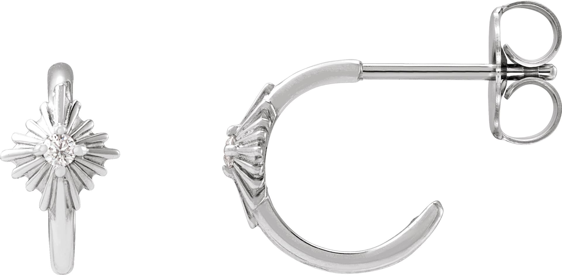 14K Rose .03 CTW Natural Diamond 10 mm Star Hoop Earrings
