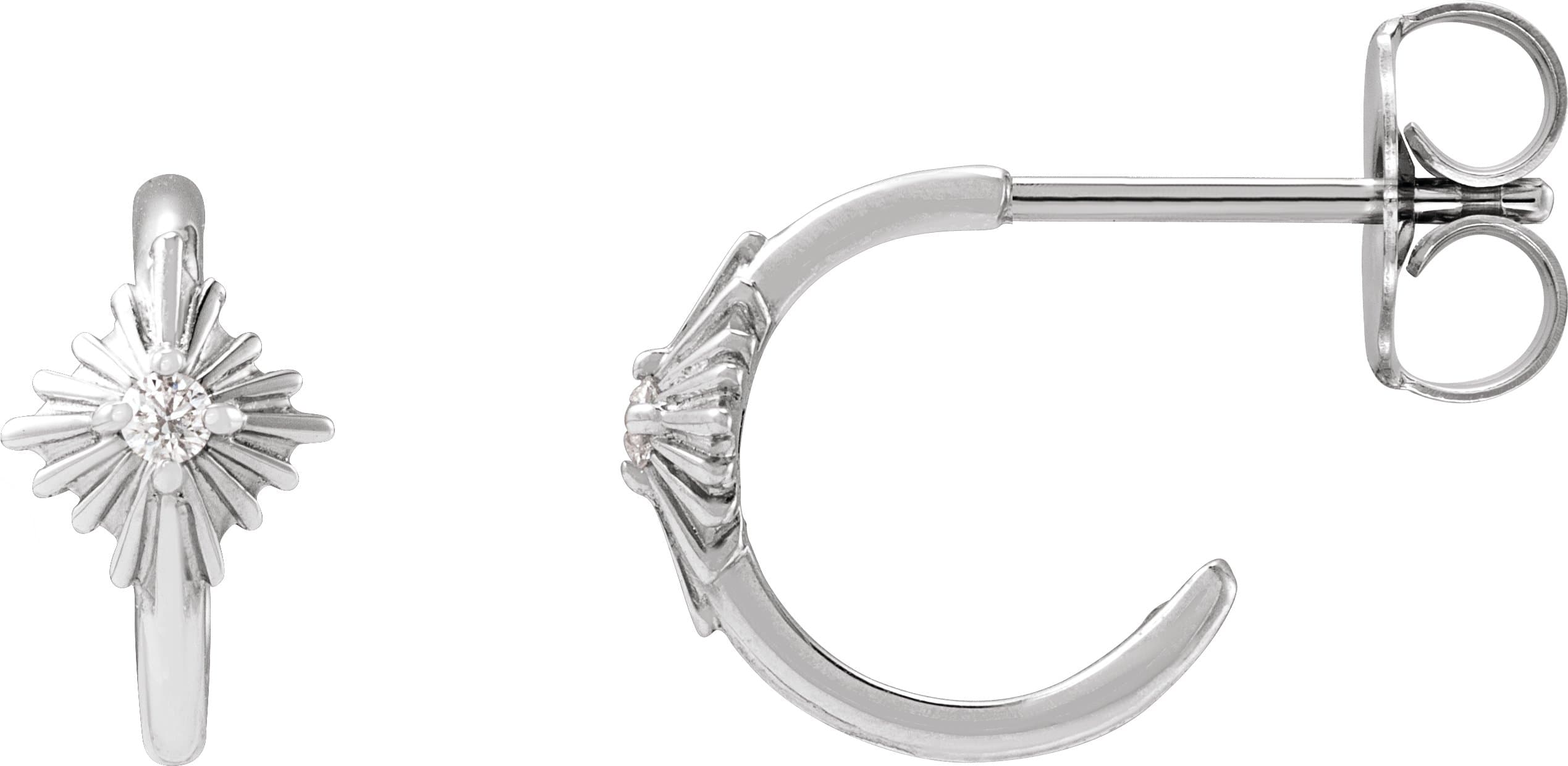 14K Rose .03 CTW Natural Diamond 10 mm Star Hoop Earrings
