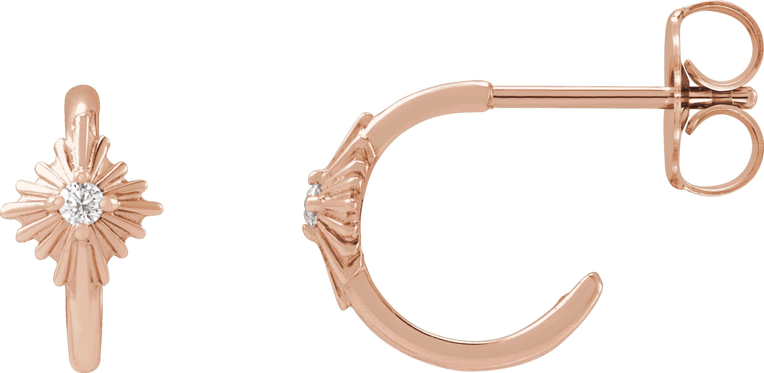 14K Rose .03 CTW Natural Diamond 10 mm Star Hoop Earrings