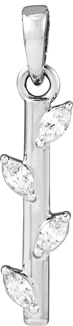 14K White .07 CTW Natural Diamond Bar Pendant