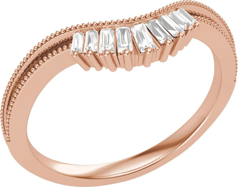 14K Rose 1/6 CTW Natural Diamond Contour Band