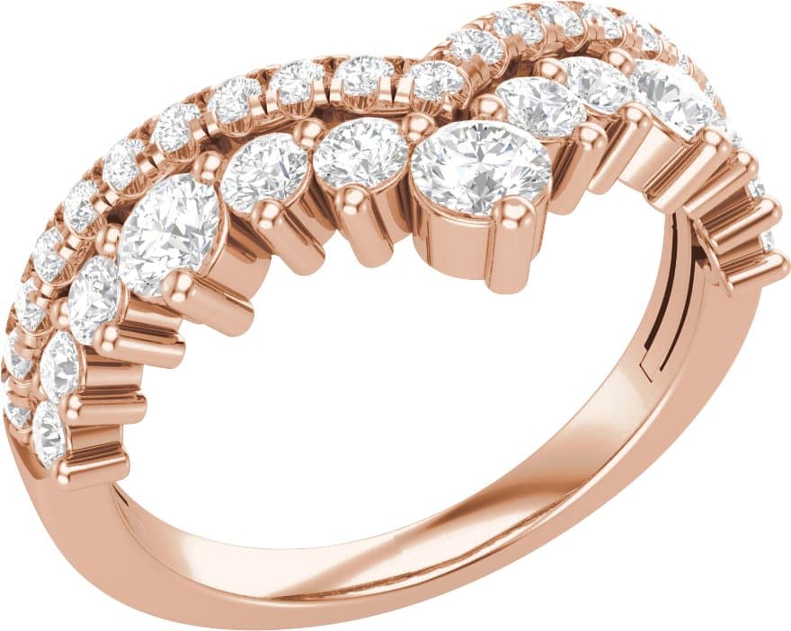 14K Rose 1 CTW Lab-Grown Diamond Contour Band