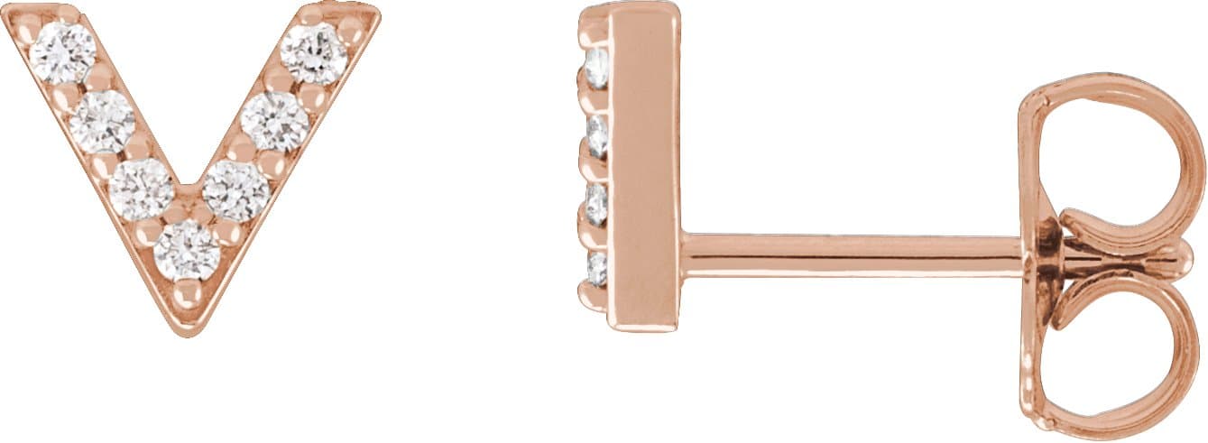 14K Rose 1/10 CTW Natural Diamond V Earrings
